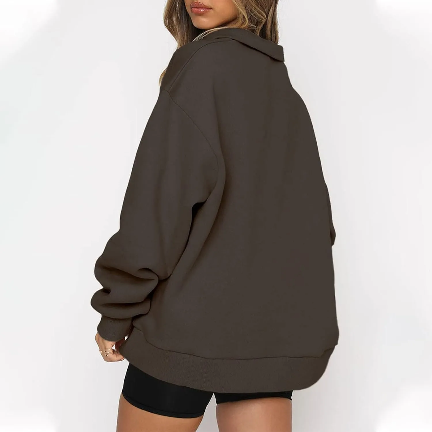 Womens Oversized Sweatshirts Hoodies Half Zip Long Sleeve Trendy Pullover Fall Fashion Outfits 2024 Y2k Clothes