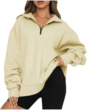 Womens Oversized Sweatshirts Hoodies Half Zip Long Sleeve Trendy Pullover Fall Fashion Outfits 2024 Y2k Clothes