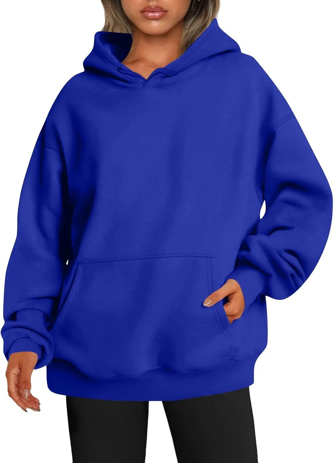 Womens Plain Hoodies Oversized Sweatshirts Pullover Fleece Sweaters With Pockets Winter Fall Outfits Y2k Clothes