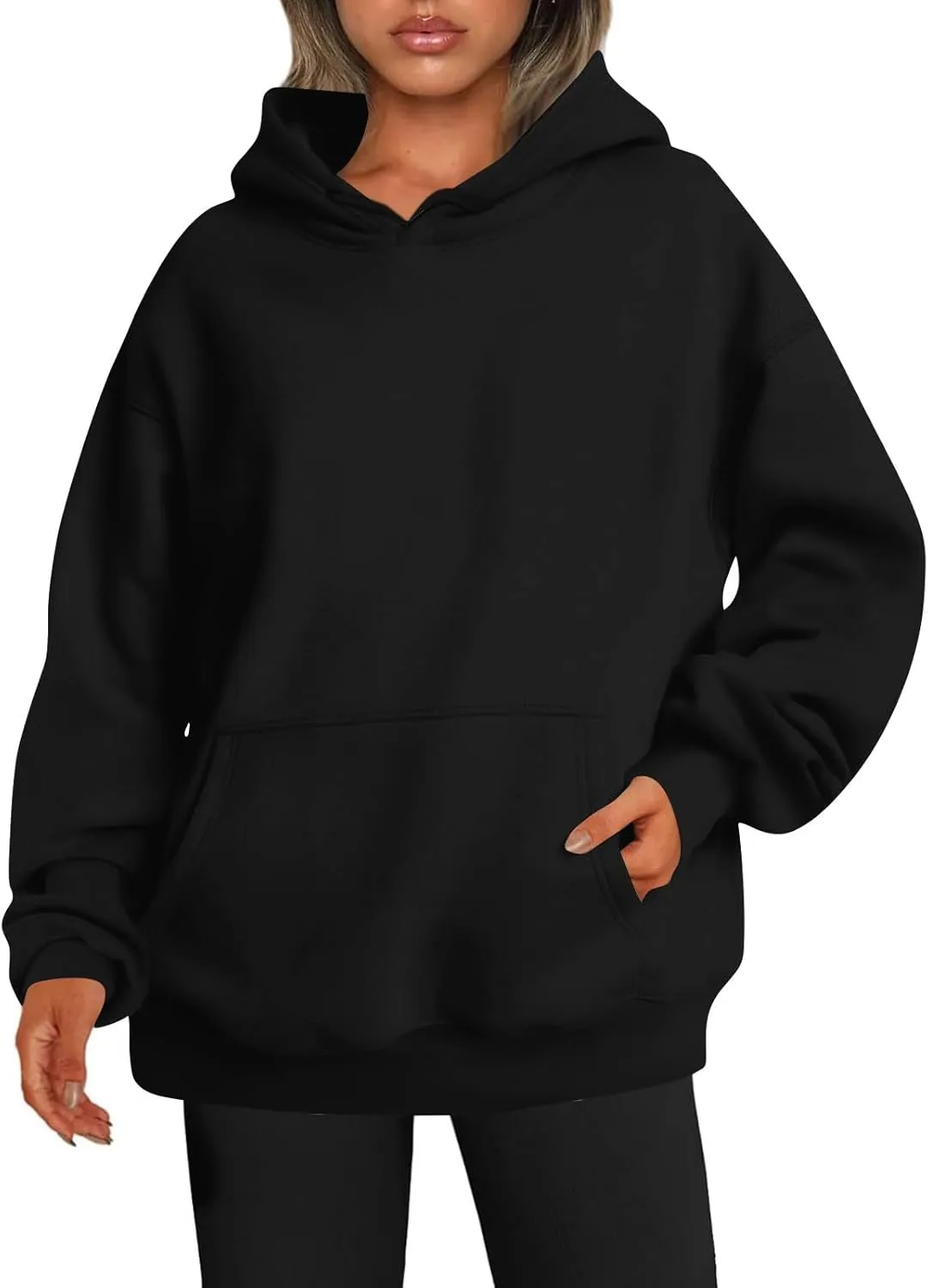 Womens Plain Hoodies Oversized Sweatshirts Pullover Fleece Sweaters With Pockets Winter Fall Outfits Y2k Clothes
