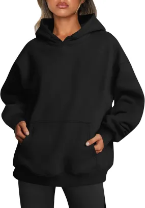 Womens Plain Hoodies Oversized Sweatshirts Pullover Fleece Sweaters With Pockets Winter Fall Outfits Y2k Clothes