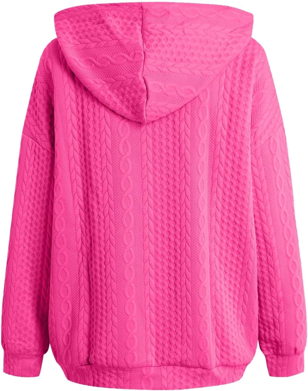 Womens Plus Size Hoodies Zip Up Sweatshirts Long Sleeve Textured Drawstring Zip Jackets Outwear with Pockets