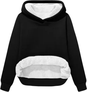 Womens Sherpa Pullover Oversized Hoodies Winter Cute Sweatshirts Pullover 2024 Fashion Tops Trendy Outfits