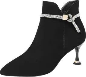 Women's Short Boots High Heels New Fashionable Boots Slim Heel Short Ankle Belt Non Slip Booties