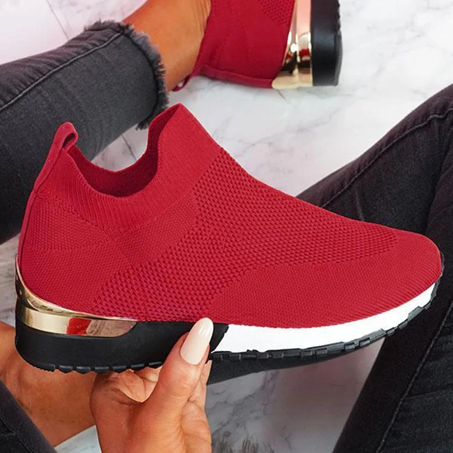 Women's Slip-on Shoes Wide Width Sneakers Hands Free Mens Running Shoes Jogging Men Shoes Casual Dress Sneakers White Tennis Shoe Trainers Shoe