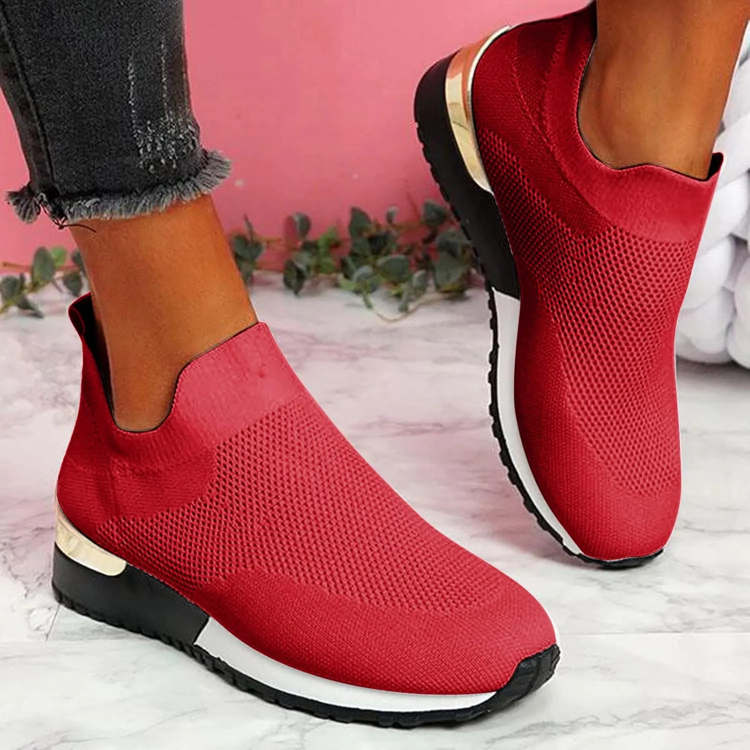Women's Slip-on Shoes Wide Width Sneakers Hands Free Mens Running Shoes Jogging Men Shoes Casual Dress Sneakers White Tennis Shoe Trainers Shoe