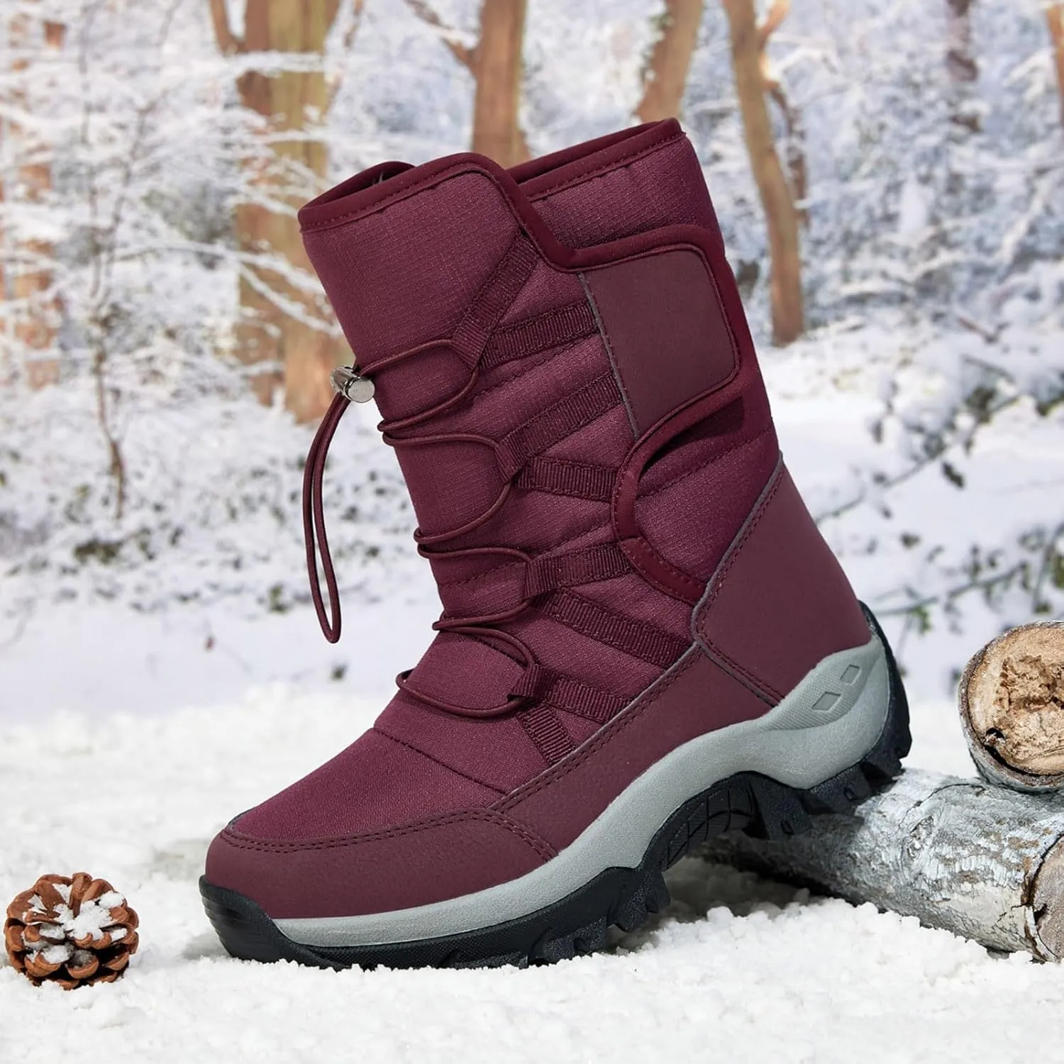 Women's Snow Boots Platform Ankle Boots for Women Casual Boots Anti-Slip Water-proof Outdoor Shoes Winter Snow Boots Warm Fleece Lined Mid-Calf Boots Comfortable Shoes for Women Walking Shoes