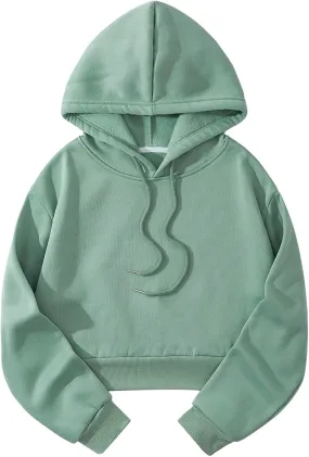 Womens Solid Color Basic Hoodies Oversized Casual Trendy Hooded Sweatshirts Drawstring Long Sleeve Pullover Tops with Pockets Womens Zip Up Hoodies,Green,S