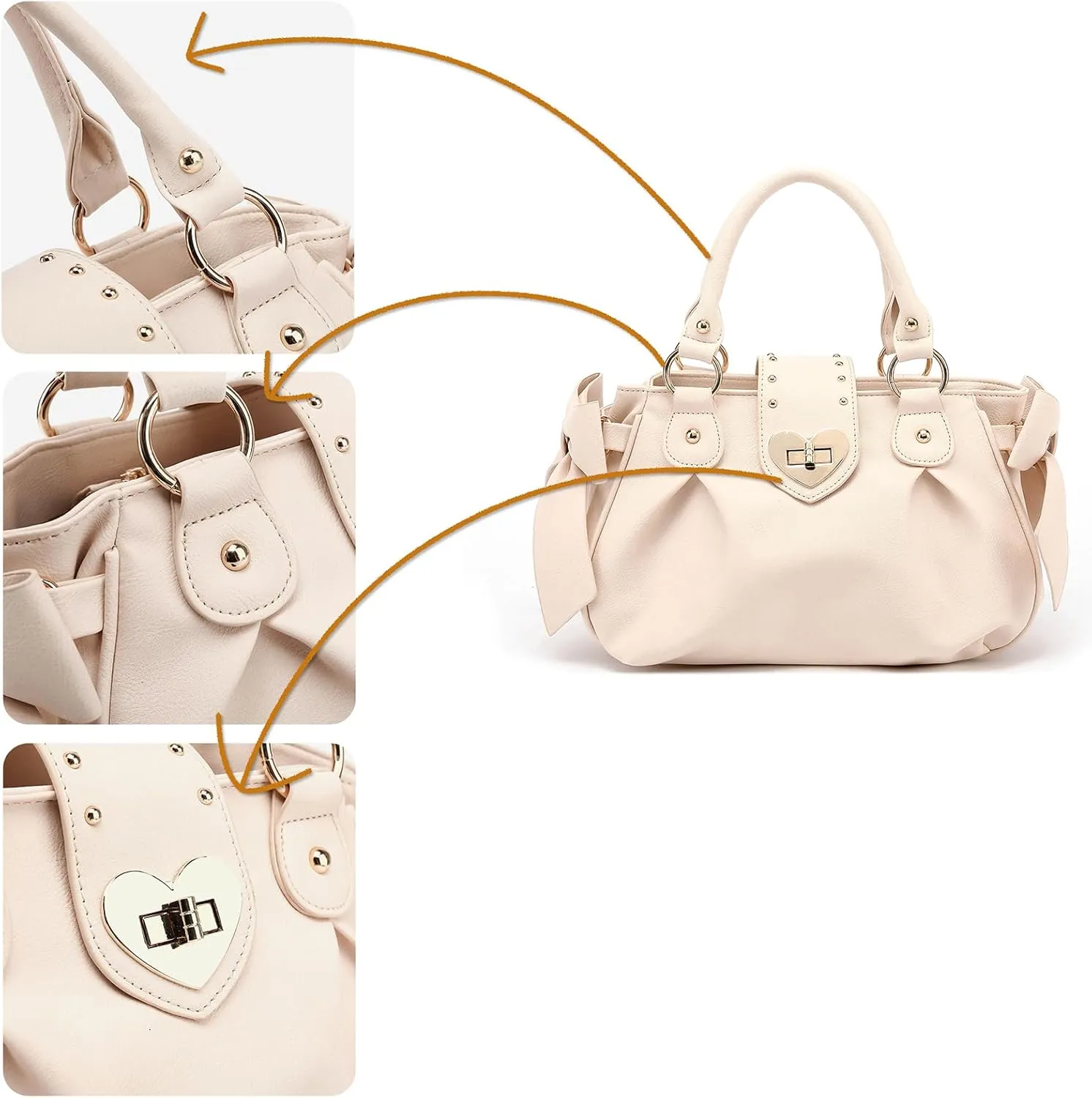 Womens Sweet Lolita Handbags Fashion Ladies Handbags & Shoulder Bags PU Leather Crossbody Bags Top handle Bags