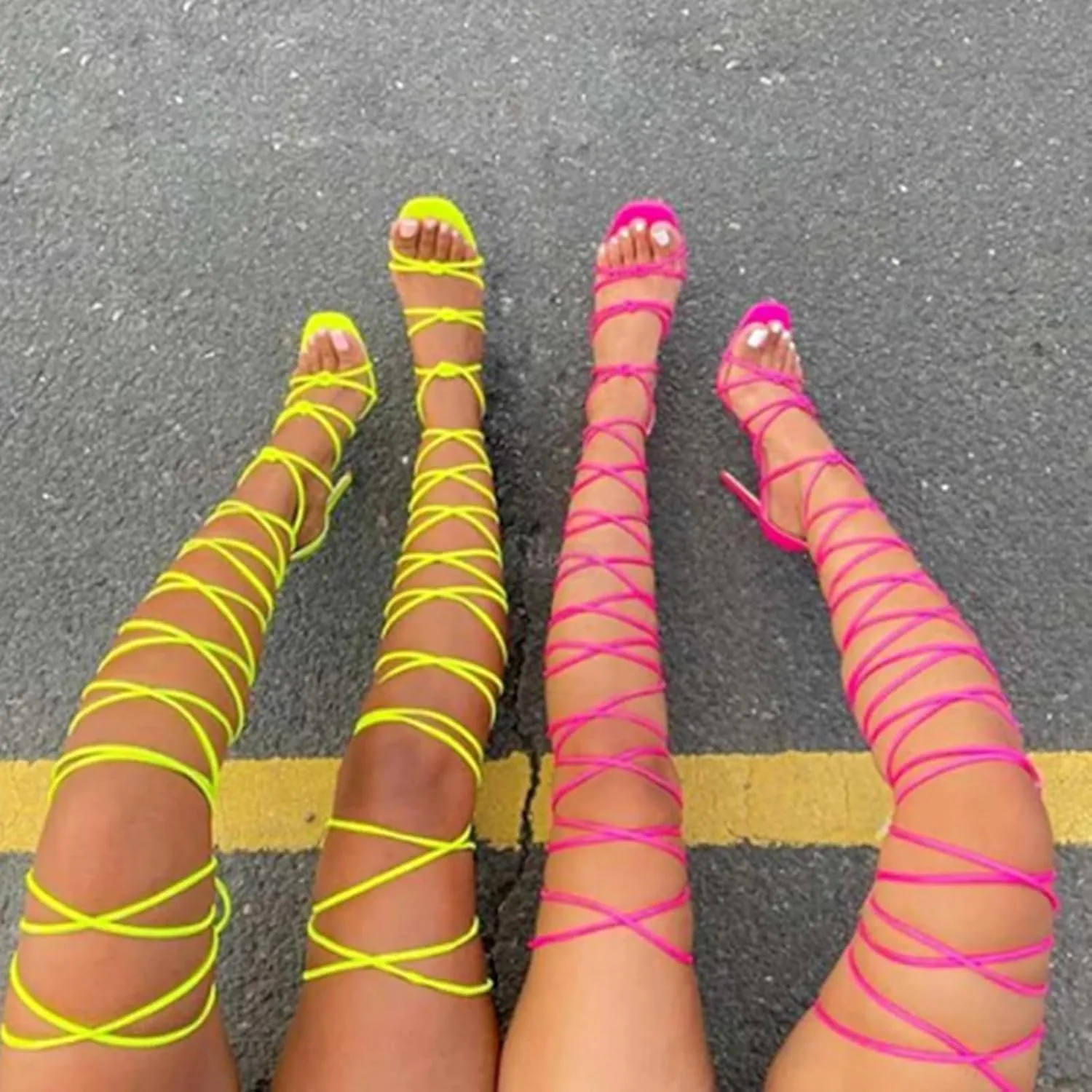 Women's Versatile Heel Sandals Sexy High Squared Heels Strap Sandals Summer Stilettos Square Toe Sandals Sandals Women 7