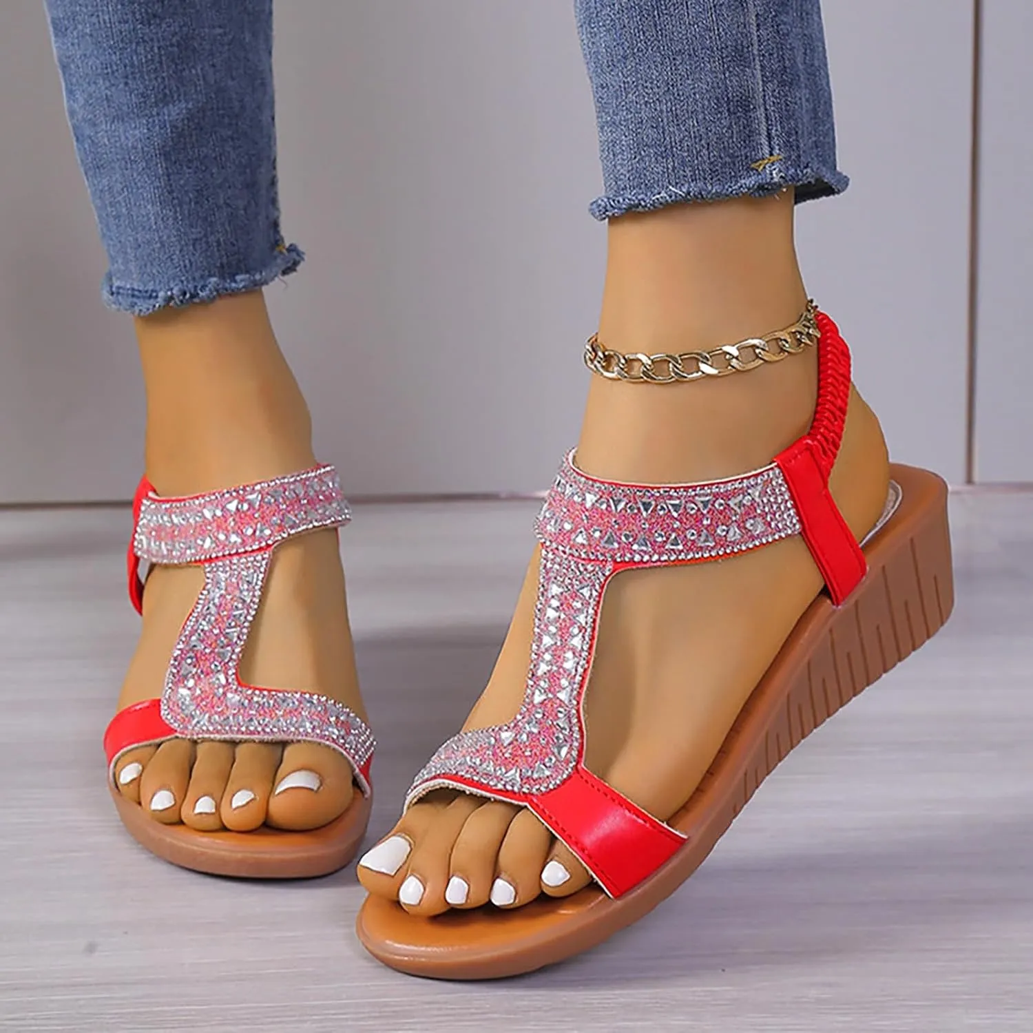 Women's Wedge Sandals The Top Platform Sandals High Heels Women Open Toe Flatform Platform Women's Ankle Strap Low Wedge Sandals