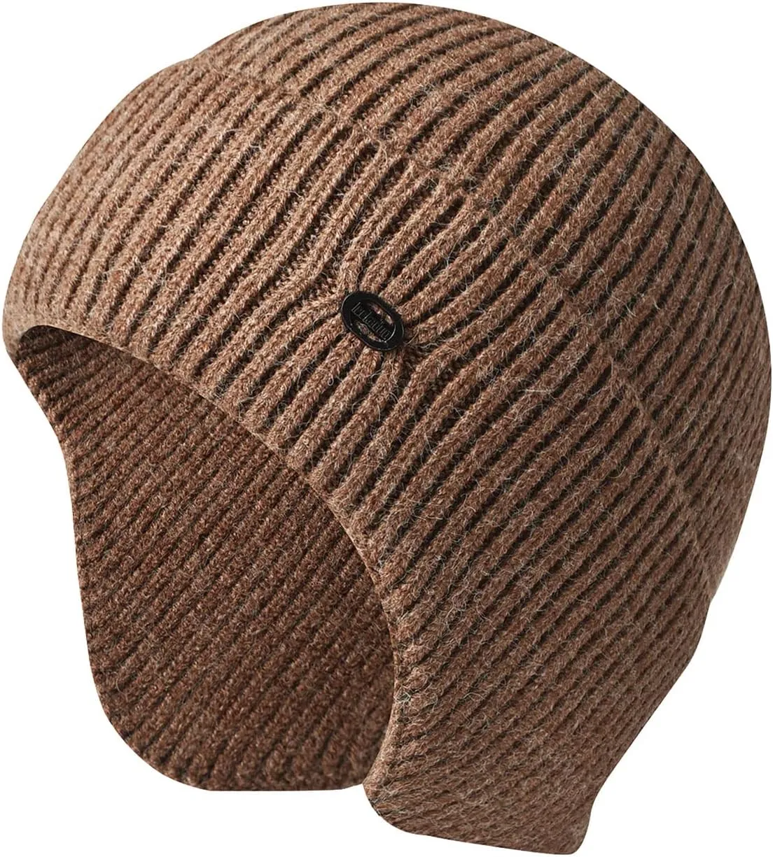 Womens Winter Ribbed Knit Cuffed Beanie Hat with Fur Pom-Pom Beanie Skull Cap Ski Hat Winter Warm Hats Cap