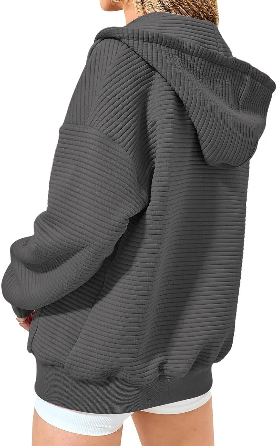 Womens Zip Up Hoodies Casual Long Sleeve Sweatshirts Lightweight Oversized Jacket with Pockets