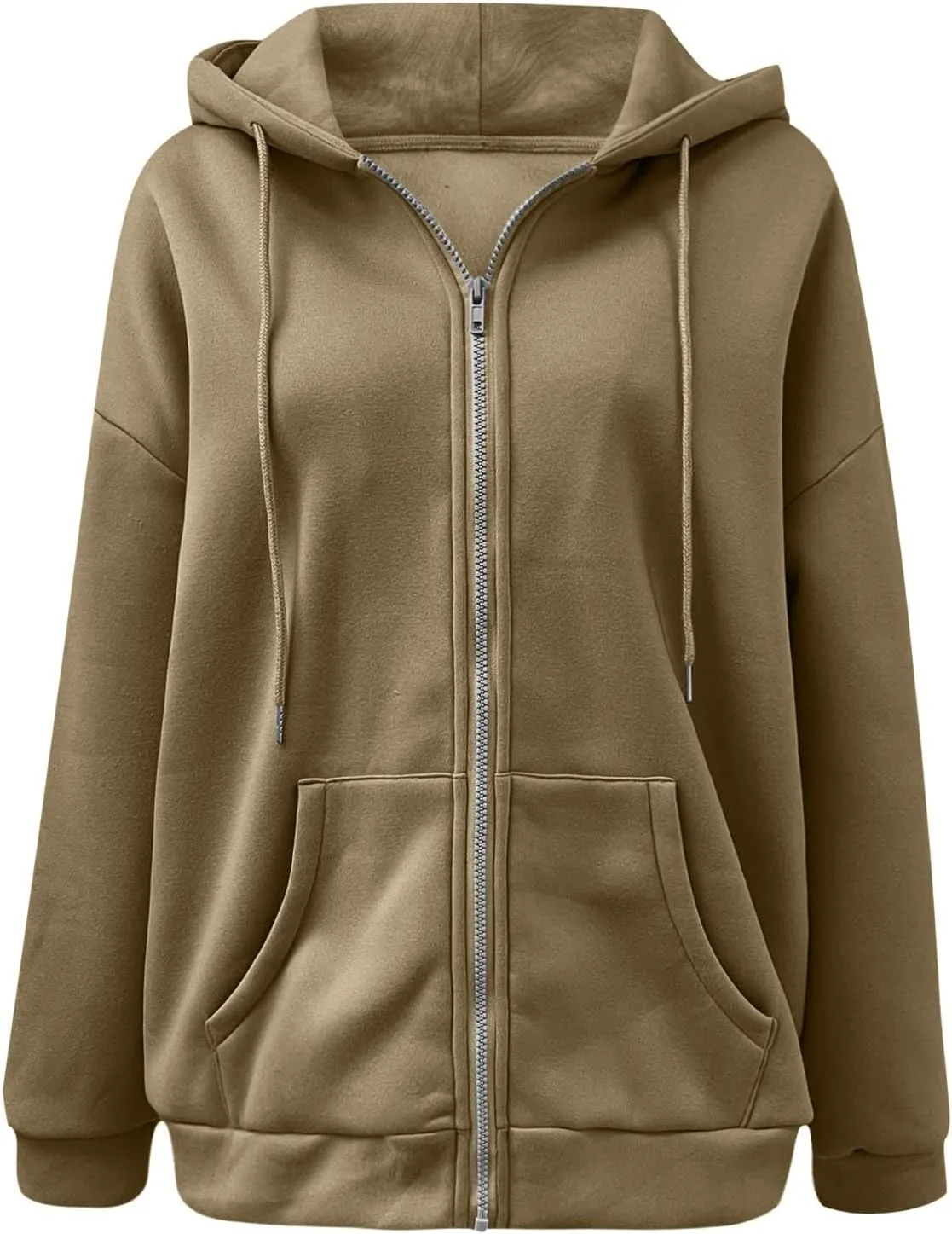 Womens Zip Up Hoodies Long Sleeve Fall Fashion Oversized Sweatshirts Fleece Y2k Jackets with Pockets