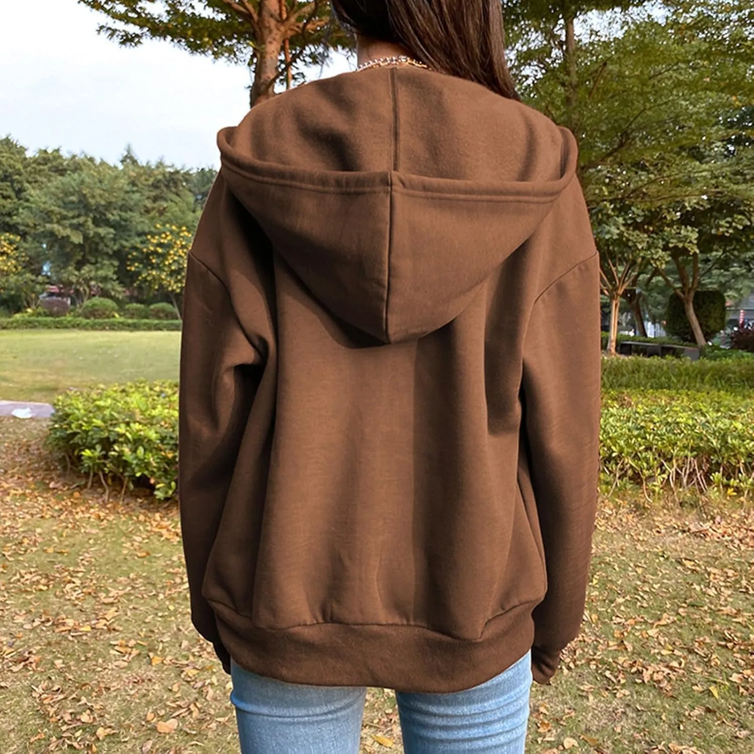 Womens Zip Up Hoodies Oversized Casual Long Sleeve Sweatshirts Y2k Streetwear Hoodie 2024 Fall with Pockets