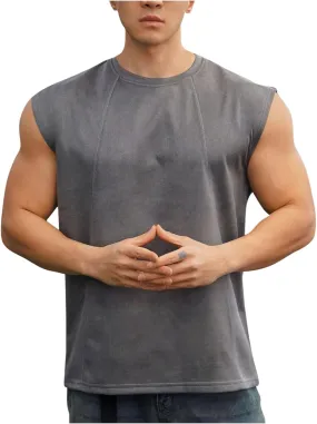 Workout Pullover Tank Tops for Men Quick Dry Loose Fitted Tanks Bodybuilding Sleeveless Shirts Summer Gym Muscle
