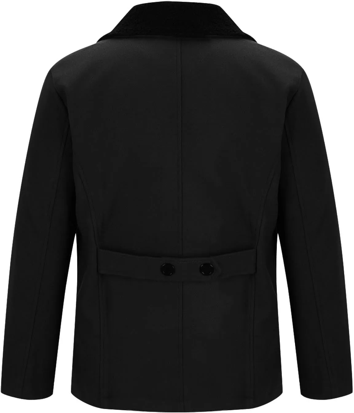 yardsong Wool Blend Coats for Men Faux Fur Lapel Collar Double Breasted Winter Jackets Slim Fit Outerwear with Pockets