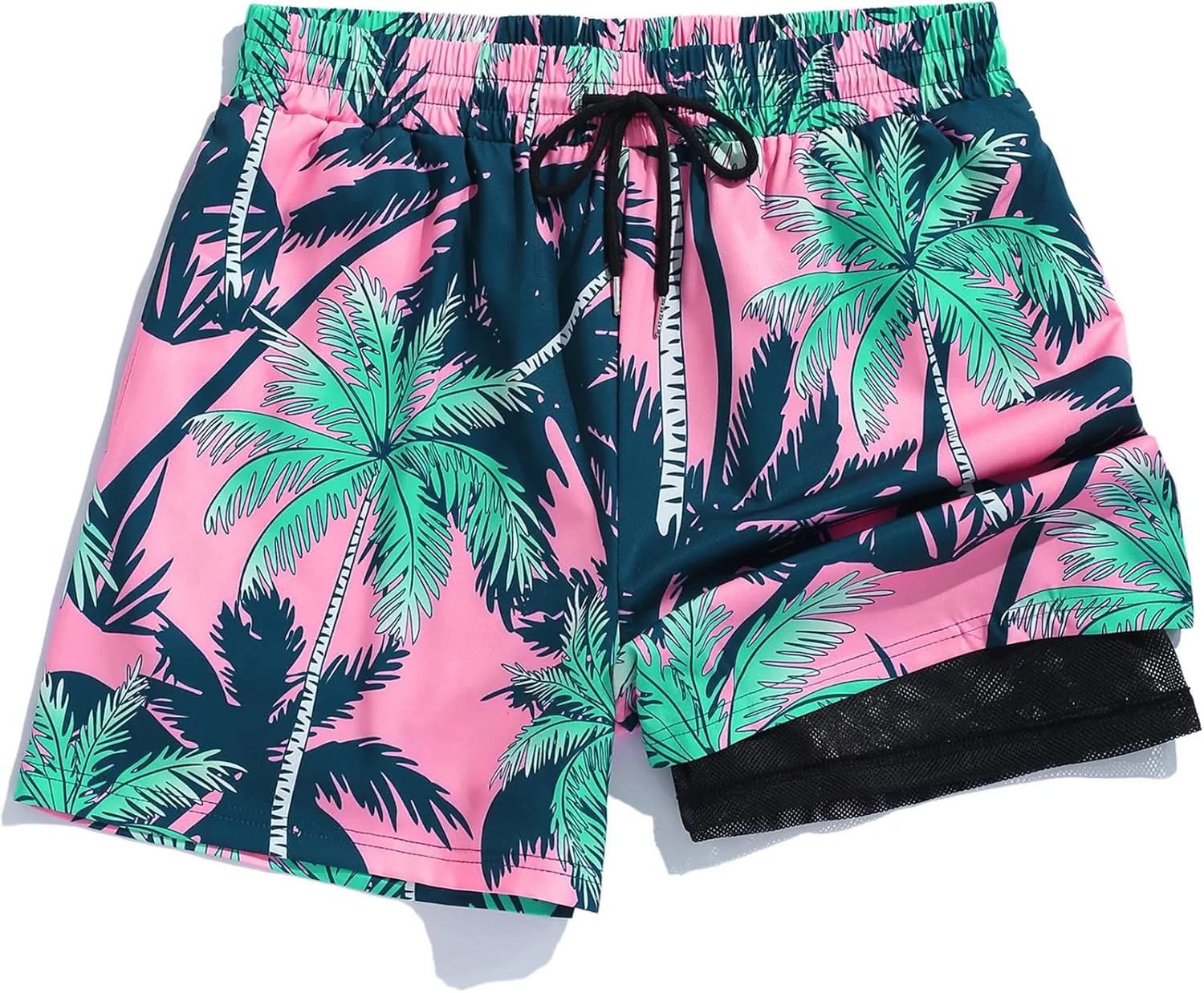 ZAFUL Mens Swim Trunks Quick Dry Swim Shorts Pocket Mesh Lining 2 in 1 Board Short Elastic Waistband Swimwear Bathing Suit