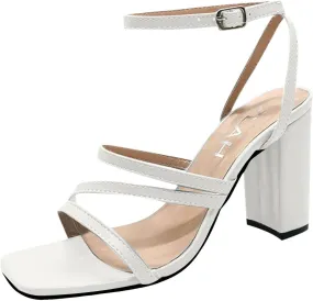 ZSpzx Block Heel Sandals for Women 2025 Comfort Dressy Women's Heels Chunky Block Strappy Square Open Toe Ankle Heeled Sandal Slides Slip On Dressy Sexy Fashion Comfort Wedding Party Dress Shoes