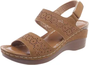 ZSpzx Women's Heeled Sandals Open Toe Slip On Block Womens Chunky Mid Heels Ankle Strap Sandal Hollow Out Slippers Casual Comfortable Summer Adjustable Walking Fashion Party Dress Shoes
