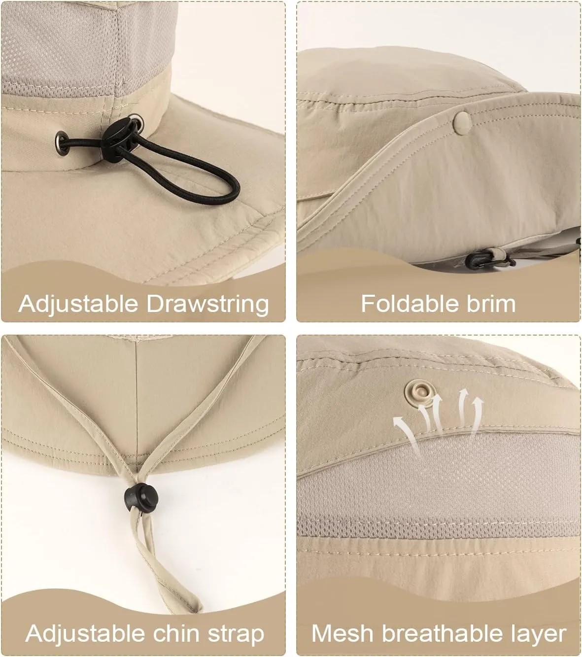 Zylioo 3XL/2XL/XL/L/M UV Boonie Sun Hat,Oversize Quick Dry Breathable Fishing Hats,UPF Cool Summer Hats with Strap